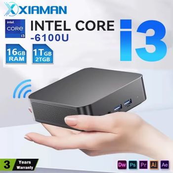 Mini PC Xiaman NUEVO con Intel Windows 11, i3 Intel Core i3 6100U, 16GB RAM, 512GB/1TB SSD, Mini Ordenador de Escritorio con Pantalla Triple, Wifi 6, BT5.2