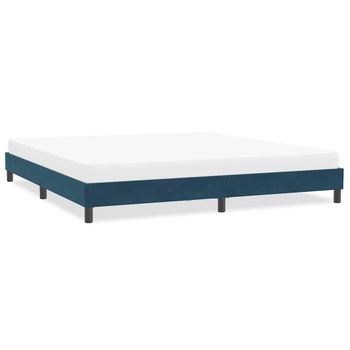 Cama Matrimonial | Cama Para Adultos | Estructura Cama Sin Colchón Terciopelo Azul Oscuro 200x220 Cm Cfw3809383