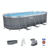 piscina desmontable tubular bestway steel pro max oval 549 x 274 x 122 cm con depuradora de cartucho 5678 lh escalera y cobertor