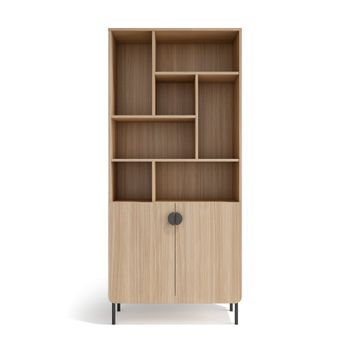 Estantería almacenamiento de melamina en nogal claro 180x80x32 cm