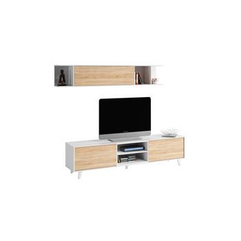 Salón Zaiken Plus Blanco - Roble Canadian 180 X 54 X 41cm Cm