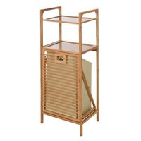 well home estanteria de bano bambu con 2 estantes y bolsa 40x30x95 cm