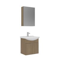 conjunto de mueble con lavabo y espejo 2 piezas  - 55 x 50 x 58 cm - roble