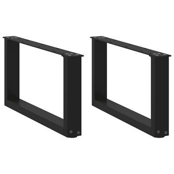 Patas Para Mesa De Centro En Forma De U (2 Unidades), Color Negro, 60 X (30-31) Cm, Acero Vidaxl