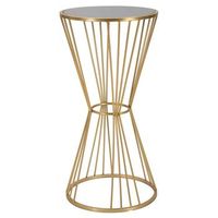 mesa auxiliar redonda de metal dorado con espejo o cm 40x80