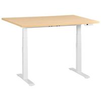 escritorio de altura regulable electrico moderno patas cuadradas 120 x 60 cm tablero marron claro base blanca destines