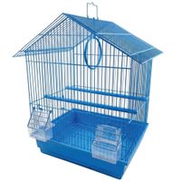 jaula para pajaros moly con tejado inclinado  2 comederos exteriores parrilla y bandeja extraible- base con parrilla y columpio