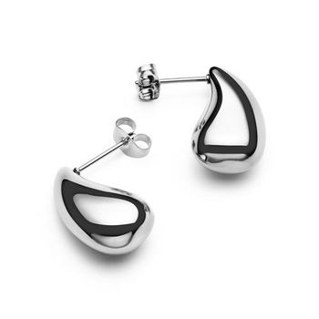 Pendientes de botón de acero inoxidable para mujer
