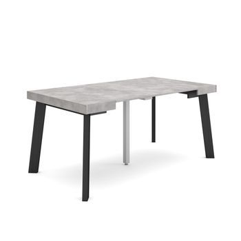 Mesa Consola Extensible | Mesa Comedor Plegable | 160 | Para 8 Comensales | Patas De Madera | Estilo Moderno | Cemento
