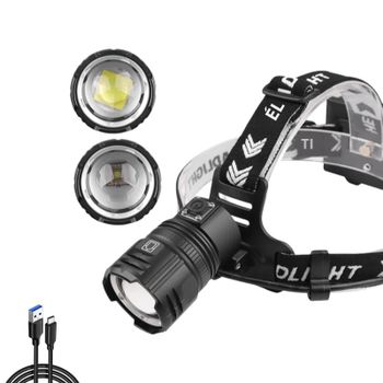 Nuevo Producto, Linterna Frontal de Largo Alcance con Láser Blanco de 30 W, Carga USB Tipo C, Linterna Frontal con Zoom de Alta Intensidad XHP70
