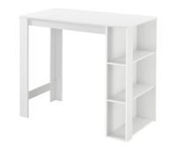 mesa de bar danderyd con 3 estantes aglomerado 120x60x106 cm blanco encasa