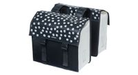 bolsa de bicicleta doble basil urban load 48 53 litros negro con puntos reflectantes