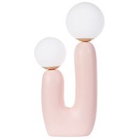 lampara de mesa decorativa estilo retro 2 pantallas esfericas base en forma de u rosa tulun