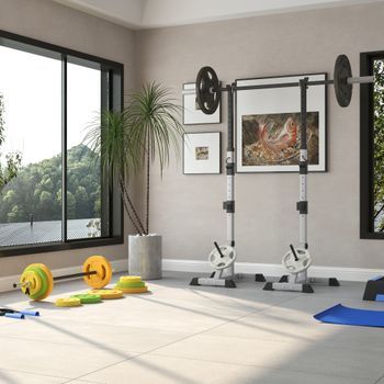 Barra De Pesas Homcom Metal Pu Arena 130x28x28 Cm Multicolor