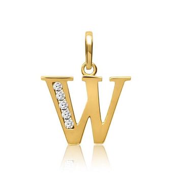 8k colgante letra w de oro con circonita