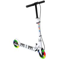 aiyaplay patinete plegable para ninos de 3-8 anos de 2 ruedas con led luces manillar de 4 altura ajustable doble frenos blanco
