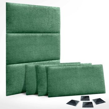 Dhome Juego De 6 Paneles Tapizados De Lana Ecológica Pack Autoadhesivos Para Pared Acústicos Absorbentes Protección (verde, 60x50cm, X6)