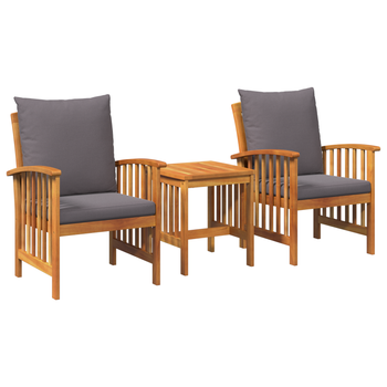 Juego De Jardín 3 Uds Con Cojines De Madera Maciza Acacia Cfw299312