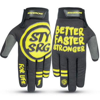 Stay Strong Rough BFS Youth Gloves - Black/Yellow Youth Large