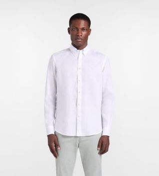 Harmont & Blaine para hombre. CRQ014010883B Camisa de lino puro y corte regular blanco (L), Casual, Clásico, Manga larga