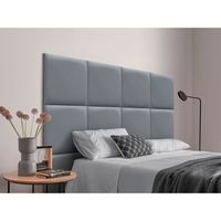 dhome cabecero tapizado para camas de 160 de polipiel premium compuesto de paneles autoadhesivos intercambiables lujo dormitorio acolchado gris