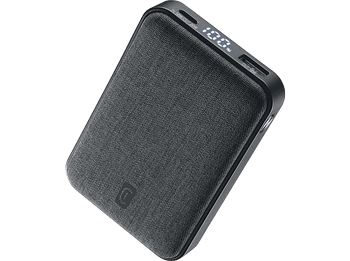 Powerbank - CellularLine Glam, 10000 mAh, 20 W, Hasta 72h de carga, USB C, A, Negro