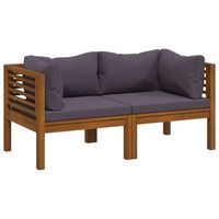 sofa de jardin de 2 plazas  sofa de exterior con cojin madera maciza de acacia
