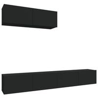 set de 3 uds muebles tv  mueble de salon  armario tv madera contrachapada negro