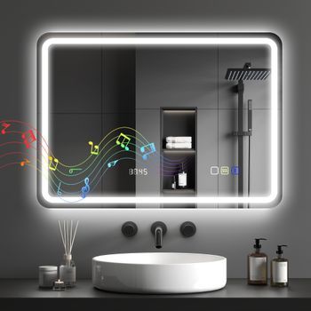 Espejo De Baño Vidrio Templado Homcom 70x50 Cm Plata