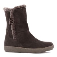 botin en serraje marron oscuro con forro de pelo sintetico