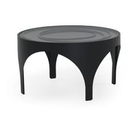 mesa centro con cristal metalica negra