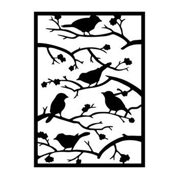 Decoración Pared De Metal Árbol Branch Birds Negro 47x66 Cm