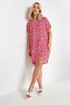 Yours Vestido Recto Rosa Estampado Cachemira, Mujer Curvy Y Tallas Grandes, Yours