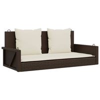 banco columpio  banco de jardin con cojines ratan sintetico marron 119x56x48 cm