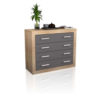 Cómoda chifonier amplia de 4 cajones 98x81,5 cm cambria grafito