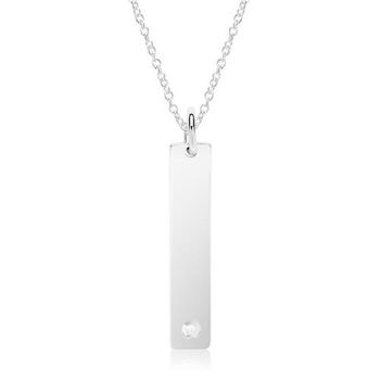 Cadena grabado de plata 925 con diamante auténtico