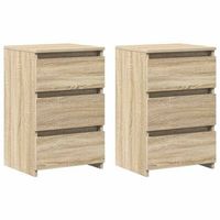 pack 2 uds mesitas de noche  mesa auxiliar  mesilla contrachapada roble sonoma 40x35x625cm