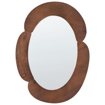 Espejo Decorativo De Pared De Mdf Forma Irregular Ovalado Accesorios Para El Hogar Marrón Oscuro Alvena