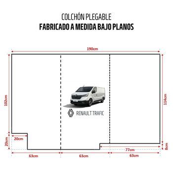 Colchón Camper Renault Trafic - 5cm Grosor, Hr 25kg/m3. Media, 0cm De Viscoelástica - Azul