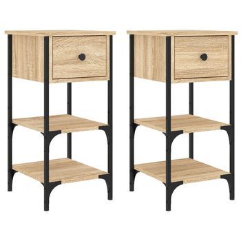 Mesitas Noche 2 Unidades Madera Ingeniería Roble Sonoma 34x36x70 Cm