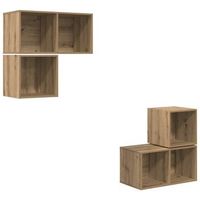 conjunto de mueble de tv 4 piezas roble artisan 37 x 37 x 72 cm