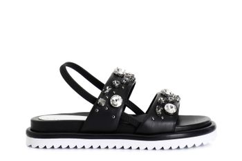 sandalias fraile con pedrería black