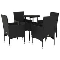 set comedor jardin 5 uds  mueble jardin mesa y sillas cojines ratan sintetico vidrio negro