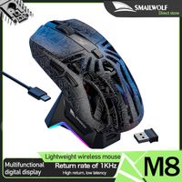 raton inalambrico bluetooth smailwolf m8 tres modos ligero juego de deportes electronicos carga magnetica rgb raton para juegos de 12000dpi