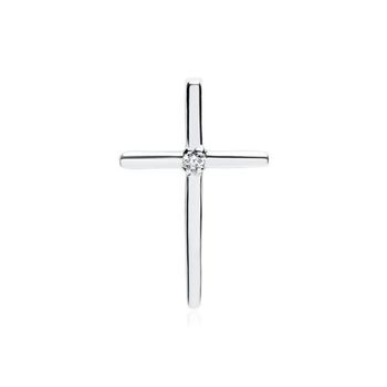 Colgante 14 quilates oro blanco diamante 0,008 ct.