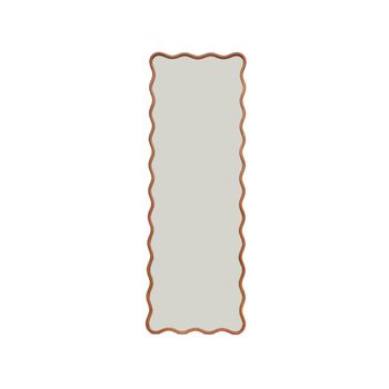 Espejo de pie orgánico de madera de hevea con base de acero, 172 cm