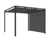 outsunny pergola de jardin 3x3 m con techo retractil pared lateral enrollable y estructura de aluminio cenador de jardin con upf30 pabellon para exterior patio terraza gris oscuro