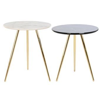 Mesita Auxiliar Set 2 Metal Resina 46x46x45