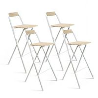 taburete alto plegable cuadrado lur alt 99 cm x l 50 cm x an 47  metal y madera  set de 4
