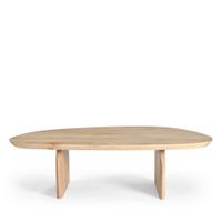 mesa baja de forma organica de madera maciza de mango - madera clara